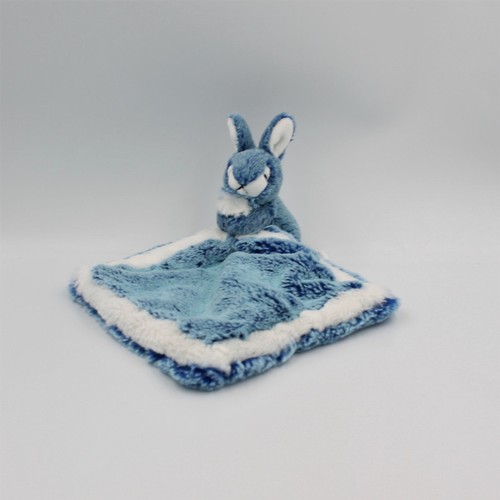 Doudou lapin bleu blanc