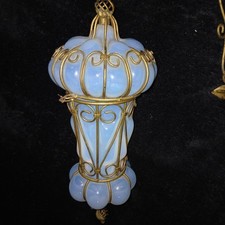 RARE ANCIENNE LANTERNE VENITIENNE CAGE  Murano verre OPALESCENT  VENISE