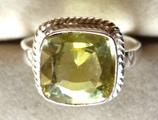 Saphir Jaune de Ceylan de 13,48 ct - Bague Argent 925 - Certificat AGI