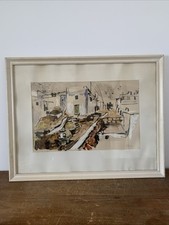 Tableau Gauche Aquarelle Era Gen Paul Vintage Signé 73 Collection 