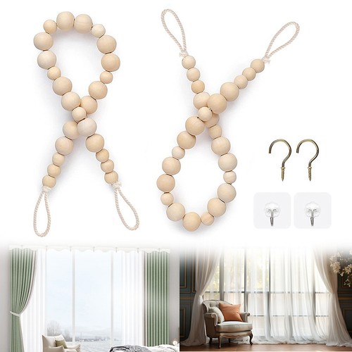 Attaches rideau perle bois - attaches,