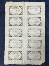 Planche De 10 Assignats De Cinq Livres.