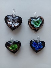 Lot De 4 Pendentifs Coeur Murano