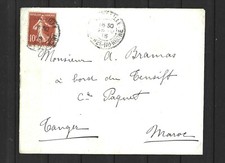 lettre Cie PAQUET Bateau TENSIFT MARSEILLE pour le MAROC cachet de cire au verso