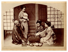 Japon, Jeu de société, Tirage vintage, ca.1890 Japon, Jeu de société, Tirage vin
