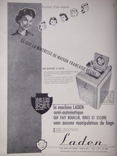 PUBLICITÉ DE PRESSE 1951 MACHINE A LAVER LADEN SEMI-AUTOMATIQUE - ADVERTISING