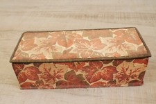 ANCIENNE BOITE COUTURE EN TISSU DECOR DE FLEURS SHABBY MERCERIE COULEURS AUTOMNE