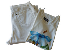 PANTALON Jean's "SYM" Coton et Elasthanne + 1 DEBARDEUR "ENCRE BLEUE". TBE