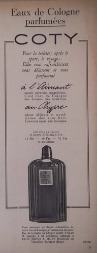 Publicité 1938 coty eaux - publicitÉ,