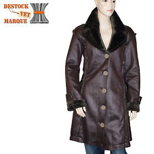 LOLA ESPELETA manteau canadienne simili cuir marron femme