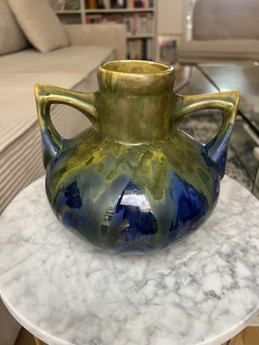 Vase grès émaillé bleu - , vert