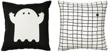 Housse de coussin IKEA COASTFYR motif fantôme Halloween blanc / noir 50x50 cm...