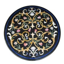 30 " Noir Marbre Café Table Top Incrustation Handmade Décor Maison