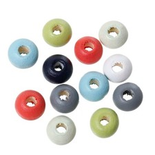 50 Perles en Bois 6mm Couleur Mixte