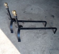 Paire Chenets cheminée anciens repose bûches fer forgé