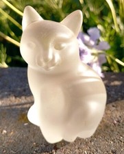 STATUETTE CHAT  EN VERRE MOULE DEPOLI FIGURINE ANIMALIERE DN2987