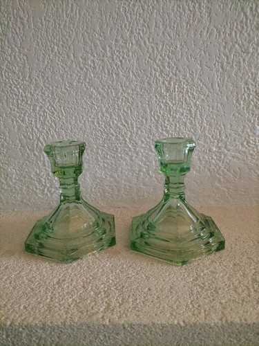 Bougeoirs verre vert - bougeoirs,