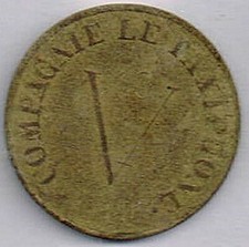 JETON DE TELEPHONE COMPAGNIE LE TAXIPHONE. GRAND ou Petit V. 1947-1955.