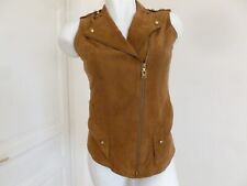 SUPER AFFAIRE NEUF GILET COUPE PERFECTO SANS MANCHE  CUIR DAIM  TAILLE 36