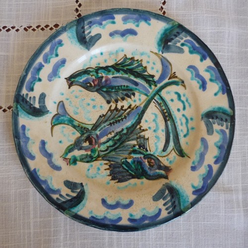 Assiette décor poissons - assiette,