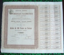 Dépt 75 - Paris - Rare Cie Générale des Autos Taximètres (Taxis Parisiens) 1906