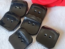 Lot 6  boutons vintage noir inclusion bord transparent  2,5 cm ref 437