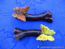 Ensemble porte couteau ancien Papillon Faience