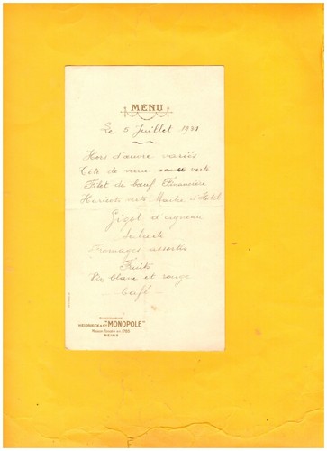 Menu 1931 champagne - en, /