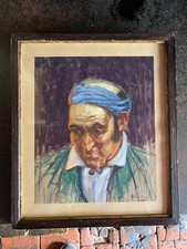  HEMMINGS Robert Tableau Peinture Portrait signé aquarelle  NO huile début XXème