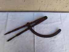 Ancien Grand Compas En Bois Avec Pointe En Bois Boulon + Rondelle En Fer