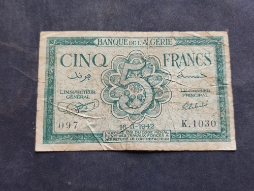 Algérie francs 1942 ref - algérie, 5