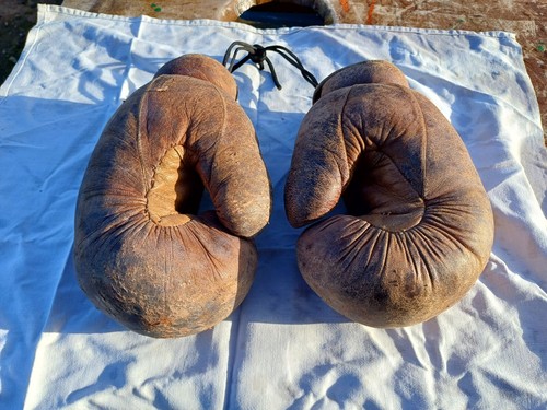 Paire gants boxe ancien - gants, de