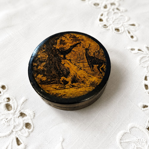 Boîte ronde laque noire - boîte, en