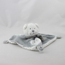 Doudou plat ours blanc gris