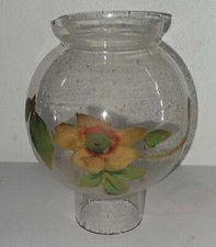 VERRE DE LAMPE PIGEON PEINT