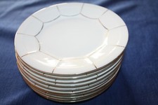 10 assiettes à dessert en porcelaine fine blanche liseré or  Victoria