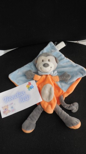Doudou plat singe - singe, orange