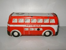 RARE PETIT BUS CAR AUTOBUS AUTOCAR de TOURISME EN TOLE par JOUSTRA FRANCE