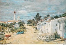 85 - Ile d'Yeu - Le phare des Corbeaux - Huile de Jean Rigaud - Art Peinture - V
