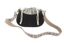 O Bag Swing Femmes Sac OS Noir Texturé Silicone Intérieur Demi Lune Bandoulière