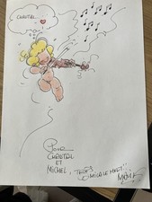 Cupidon - Malik  -  Dedicace sur feuille de papier  dessin original BD