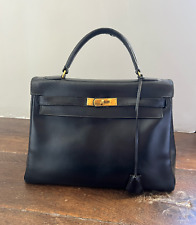Sac Hermès Kelly 32 cm boîte cuir noir 1946