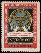 SUEDE / SWEDEN 1909 STOCKHOLM ART-INDUSTRIES Exhibition Poster Stamp - No Gum