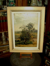 SUPERBE TABLEAU ANCIEN XIXEME   -" PAYSAGE AU GRAND CHENE"  -