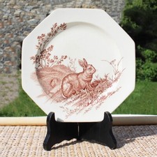 Ancienne assiette 22 cm en faïence anglaise Wedgwood / modèle Rustic / Lièvre