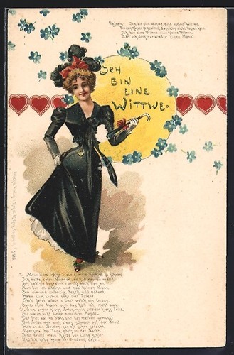 Carte postale jeune veuve - , en