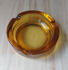 Cendrier Rond en verre jaune