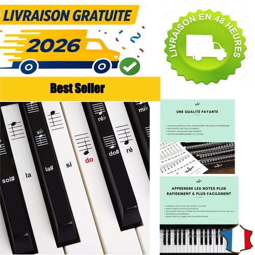Autocollants notes piano - autocollants,