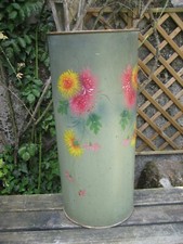 Porte parapluie Ancien en Tôle peinte décor floral