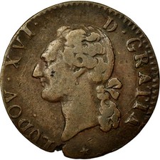 Monnaie, France, Louis XVI, 1/2 Sol ou 1/2 sou, 1/2 Sol, 1791, Lille, TTB